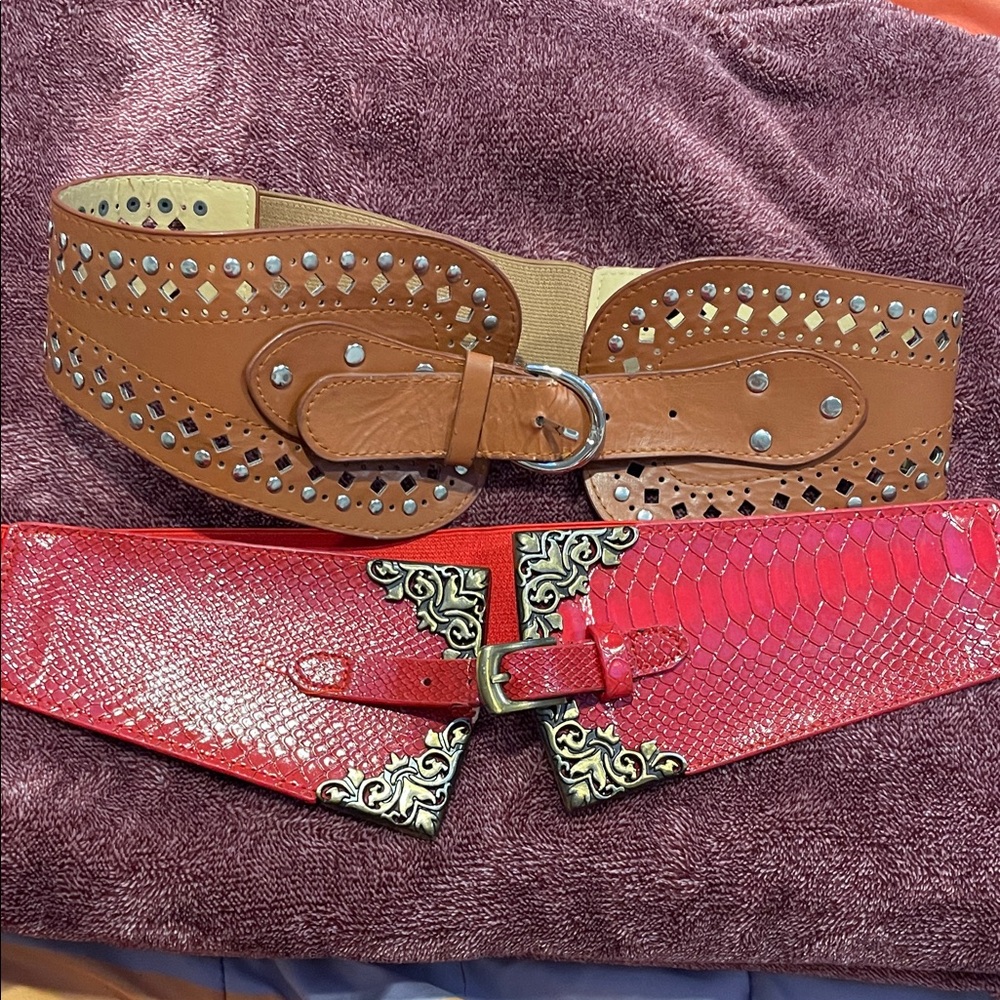 Brown and Red Women's Fashion Belts